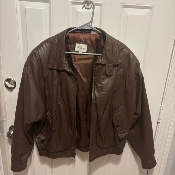 Adam Spencers Other - Men's Brown Leather Bomber Jacket - Classic Casual Layer